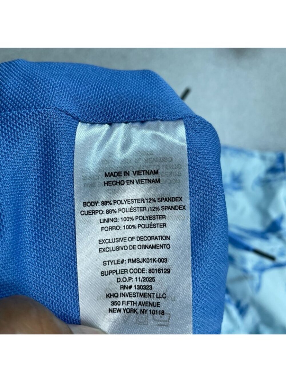 NWOT RVCA Boys L 14/16 Swim Trunks Blue Shark Print Elastic Waist - Picture 6 of 8